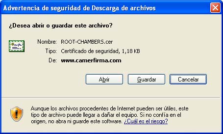 Descargar certificado raiz CAMERFIRMA