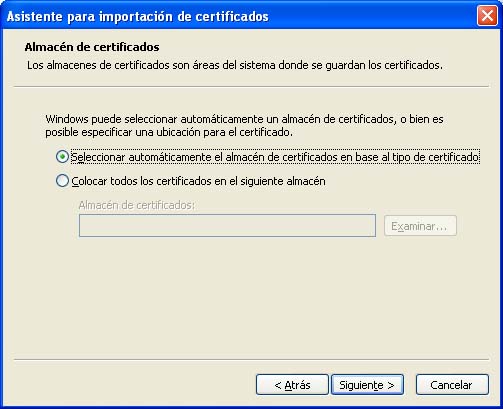 Paso 2 del asistente de instalación del certificado raíz