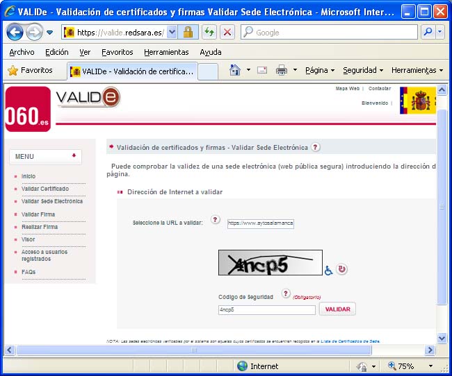 Validar Sede Electrónica (VALIDe)